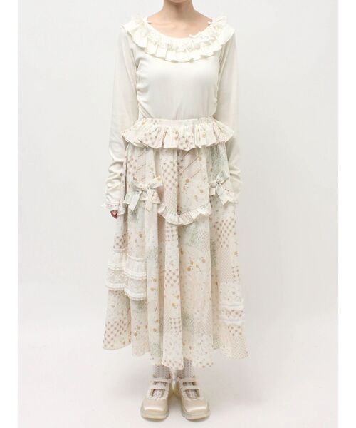 merry jenny（メリージェニー）の「デコラティブリボンフレアスカート（スカート・レディース・ブルー/オフホワイト/アイボリー・FREE）」の11枚目の写真