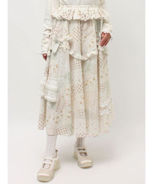 merry jenny（メリージェニー）の「デコラティブリボンフレアスカート（スカート・レディース・ブルー/オフホワイト/アイボリー・FREE）」の5枚目の写真