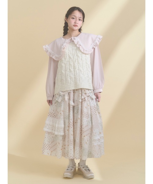 merry jenny（メリージェニー）の「デコラティブリボンフレアスカート（スカート・レディース・ブルー/オフホワイト/アイボリー・FREE）」の4枚目の写真