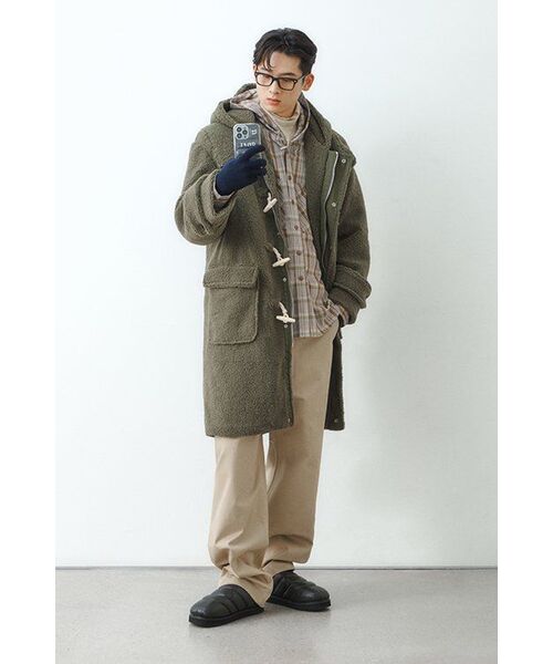 ダッフルフリースフードコート - カーキ（ダッフルコート）｜GUBIN