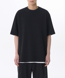 クレープリラックスドウーブンTシャツ[ブラック]