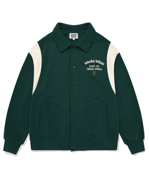 Wacky WiLLy(ワッキーウィリー)の「カラースウェットバスティジャケットグリーン(スタジャン・レディース・その他・SMALL/MEDIUM/LARGE/X-LARGE)」の1枚目の写真