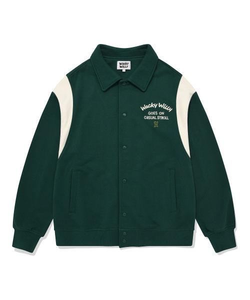 Wacky WiLLy(ワッキーウィリー)の「カラースウェットバスティジャケットグリーン(スタジャン・レディース・その他・SMALL/MEDIUM/LARGE/X-LARGE)」の2枚目の写真