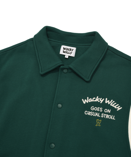 Wacky WiLLy(ワッキーウィリー)の「カラースウェットバスティジャケットグリーン(スタジャン・レディース・その他・SMALL/MEDIUM/LARGE/X-LARGE)」の4枚目の写真