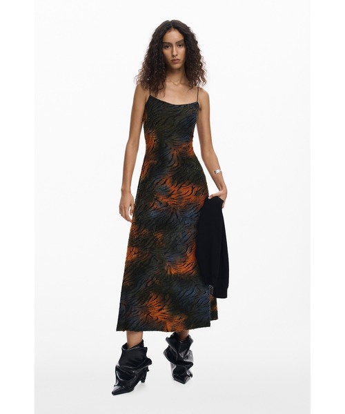 Desigual(デシグアル)の「2イン1ニット付きプリントドレス×カーディガン ワンピース 結婚式 二次会 フォーマル(ワンピース・レディース・グリーン・XS/S/M/L/XL)」の5枚目の写真