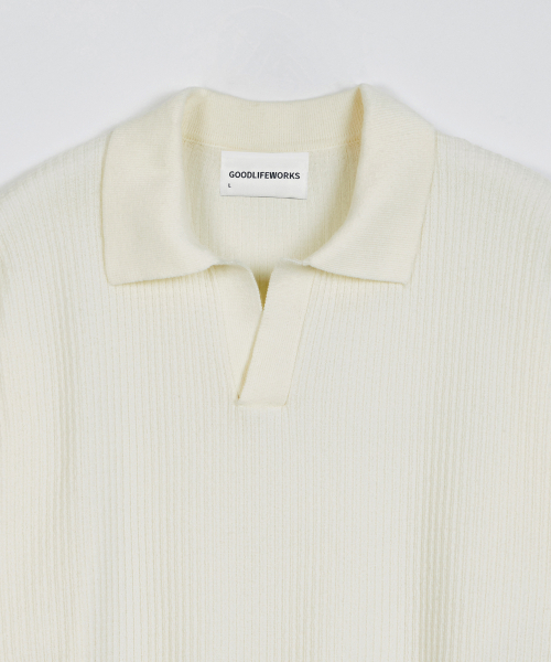 GLW(ジーエルダブリュ)の「オープンカラーワッフルハーフニットアイボリー(ニット/セーター・レディース・その他・SMALL/MEDIUM/LARGE)」の4枚目の写真