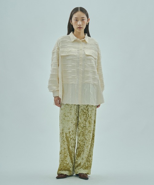 ROSE BUD（ローズバッド）の「(GENE HEAVENS)FRINGE DOBBY BIG SHIRT（シャツ/ブラウス・レディース・オフホワイト/ブラック/バーガンディー・ONE SIZE）」の7枚目の写真