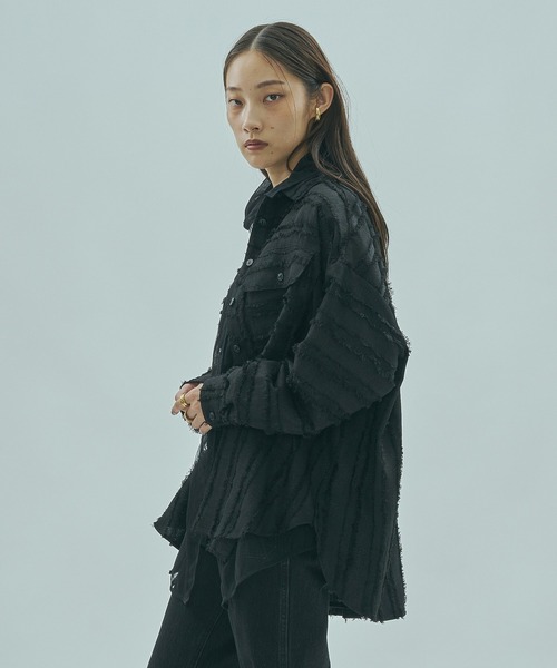 ROSE BUD（ローズバッド）の「(GENE HEAVENS)FRINGE DOBBY BIG SHIRT（シャツ/ブラウス・レディース・オフホワイト/ブラック/バーガンディー・ONE SIZE）」の14枚目の写真