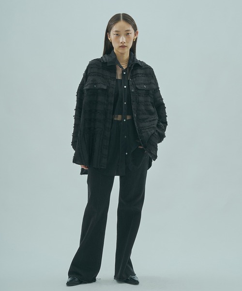 ROSE BUD（ローズバッド）の「(GENE HEAVENS)FRINGE DOBBY BIG SHIRT（シャツ/ブラウス・レディース・オフホワイト/ブラック/バーガンディー・ONE SIZE）」の16枚目の写真