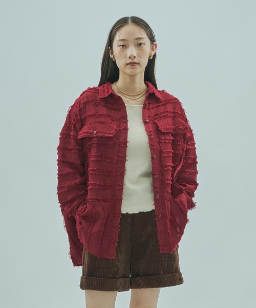 ROSE BUD（ローズバッド）の「(GENE HEAVENS)FRINGE DOBBY BIG SHIRT（シャツ/ブラウス・レディース・オフホワイト/ブラック/バーガンディー・ONE SIZE）」の19枚目の写真