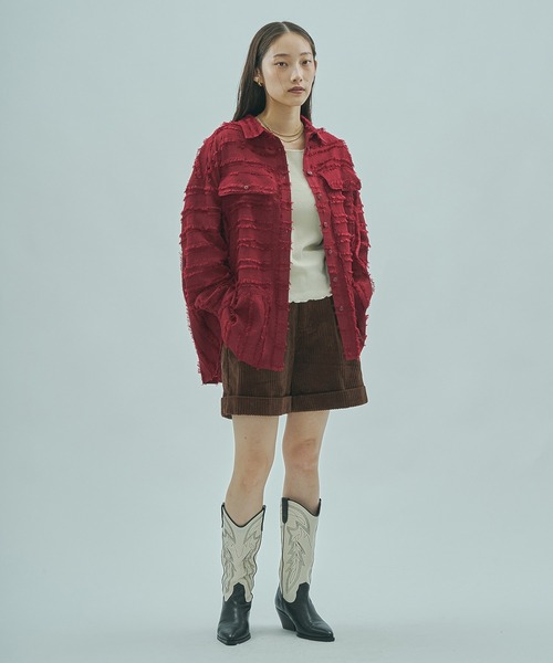 ROSE BUD（ローズバッド）の「(GENE HEAVENS)FRINGE DOBBY BIG SHIRT（シャツ/ブラウス・レディース・オフホワイト/ブラック/バーガンディー・ONE SIZE）」の22枚目の写真