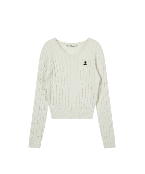 Rest&Recreation(レストアンドレクリエーション)の「CABLE V-NECK KNIT TOP - IVORY(ニット/セーター・レディース・その他・ONE)」の1枚目の写真
