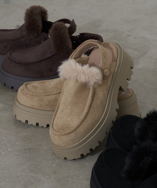 RAY CASSIN（レイカズン）の「ムートンスリッポン（スリッポン・レディース・ブラック/ブラウン/ベージュ・S/M/L）」の3枚目の写真