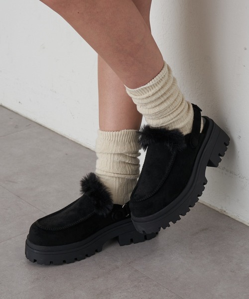 RAY CASSIN（レイカズン）の「ムートンスリッポン（スリッポン・レディース・ブラック/ブラウン/ベージュ・S/M/L）」の14枚目の写真