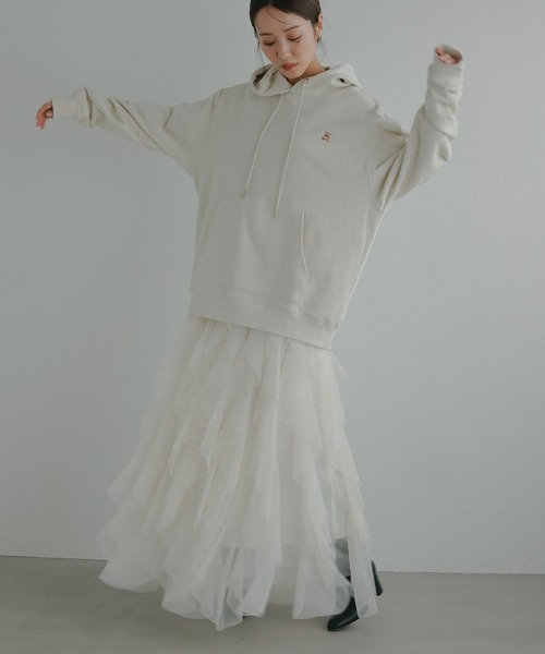 N WITH.（エヌウィズ）の「オーバーサイズフーディー（パーカー・レディース・アイボリー/ブラック・FREE）」の4枚目の写真