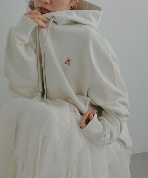 N WITH.（エヌウィズ）の「オーバーサイズフーディー（パーカー・レディース・アイボリー/ブラック・FREE）」の7枚目の写真