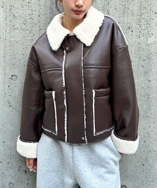 3.3 Field Trip／フェイクレザーボンディングブルゾン（ライダース