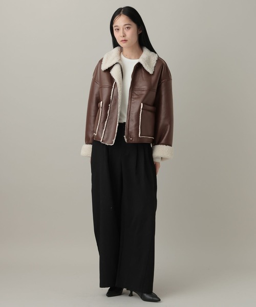 3.3 Field Trip／フェイクレザーボンディングブルゾン（ライダース