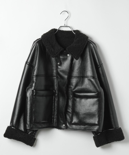 3.3 Field Trip／フェイクレザーボンディングブルゾン（ライダース