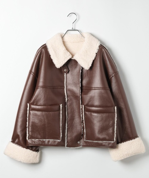 3.3 Field Trip／フェイクレザーボンディングブルゾン（ライダース