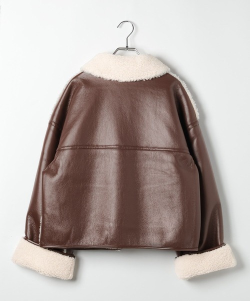 3.3 Field Trip （3.3フィールドトリップ）の「3.3 Field Trip／フェイクレザーボンディングブルゾン（ライダースジャケット・レディース・ブラウン/ブラック・FREE）」の14枚目の写真