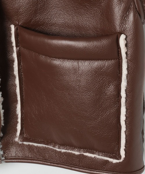 3.3 Field Trip （3.3フィールドトリップ）の「3.3 Field Trip／フェイクレザーボンディングブルゾン（ライダースジャケット・レディース・ブラウン/ブラック・FREE）」の17枚目の写真