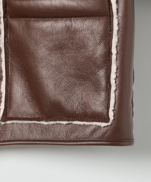 3.3 Field Trip （3.3フィールドトリップ）の「3.3 Field Trip／フェイクレザーボンディングブルゾン（ライダースジャケット・レディース・ブラウン/ブラック・FREE）」の19枚目の写真