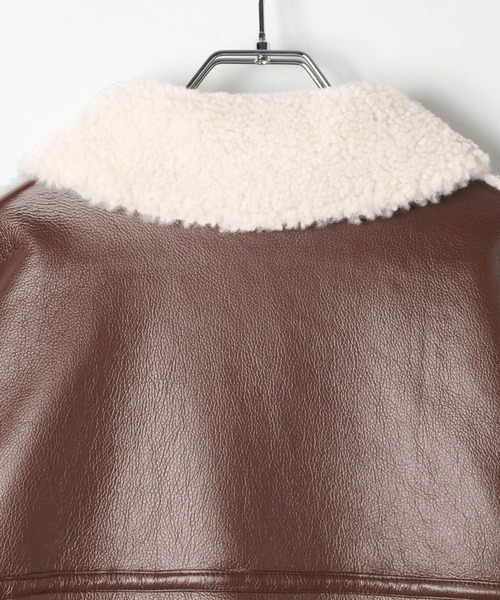 3.3 Field Trip （3.3フィールドトリップ）の「3.3 Field Trip／フェイクレザーボンディングブルゾン（ライダースジャケット・レディース・ブラウン/ブラック・FREE）」の20枚目の写真