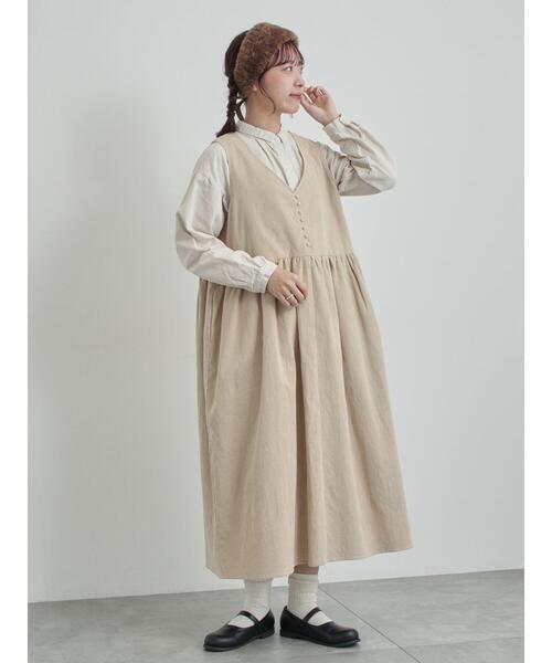 TSUHARU by Samansa Mos2（ツハルバイサマンサモスモス）の「【WEB限定 Sサイズ】コール天ノースリーブワンピース（ワンピース・レディース・グレー/ブルー/ベージュ・S/M）」の4枚目の写真