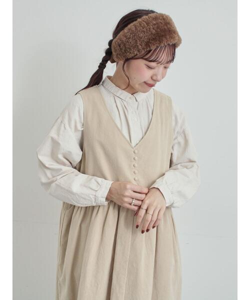 TSUHARU by Samansa Mos2（ツハルバイサマンサモスモス）の「【WEB限定 Sサイズ】コール天ノースリーブワンピース（ワンピース・レディース・グレー/ブルー/ベージュ・S/M）」の6枚目の写真