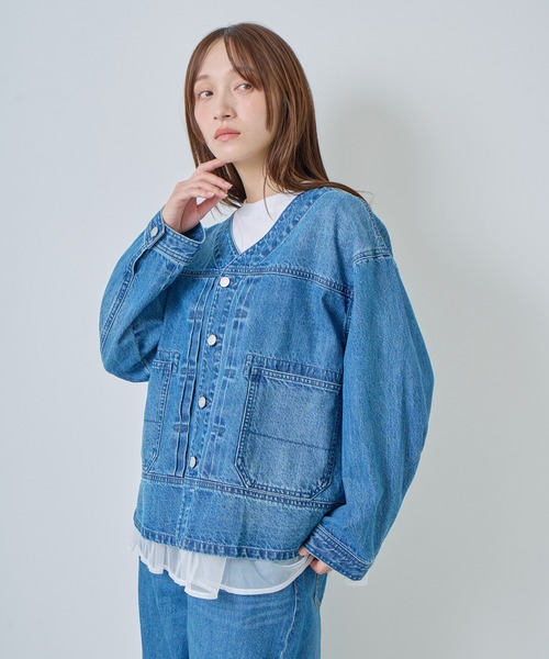 Kelen（ケレン）の「「KELEN / ケレン」Vネックデザインデニムジャケット（デニムジャケット・レディース・ブルー/ネイビー・FREE）」の2枚目の写真