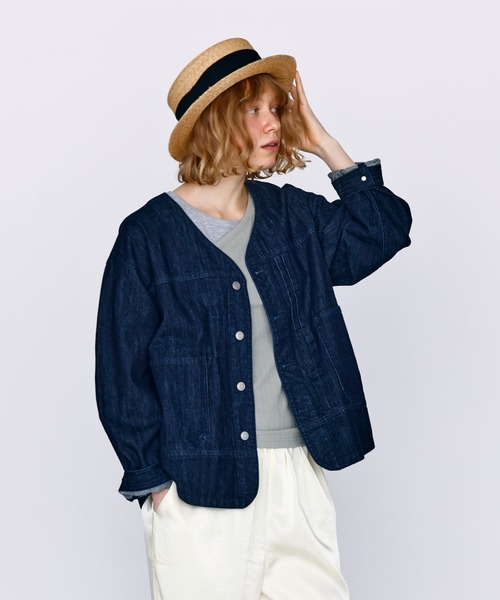Kelen（ケレン）の「「KELEN / ケレン」Vネックデザインデニムジャケット（デニムジャケット・レディース・ブルー/ネイビー・FREE）」の6枚目の写真