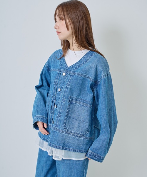 Kelen（ケレン）の「「KELEN / ケレン」Vネックデザインデニムジャケット（デニムジャケット・レディース・ブルー/ネイビー・FREE）」の14枚目の写真