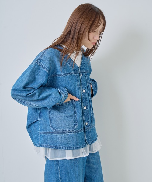 Kelen（ケレン）の「「KELEN / ケレン」Vネックデザインデニムジャケット（デニムジャケット・レディース・ブルー/ネイビー・FREE）」の18枚目の写真