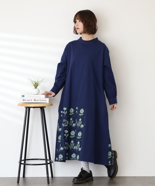 EMAGO お花とﾗｲﾝ刺繍ﾜﾝﾋﾟｰｽ 長袖（ワンピース）｜Emago（イマゴ）の