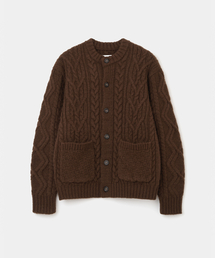heavy wool cable cardigan brown