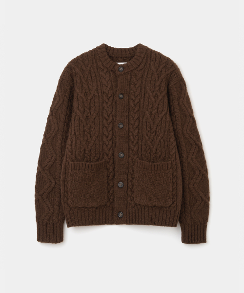 UNIFORM BRIDGE(ユニフォームブリッジ)の「heavy wool cable cardigan brown(カーディガン/ボレロ・メンズ・その他・X-LARGE/XX-LARGE/SMALL/MEDIUM/LARGE)」の1枚目の写真