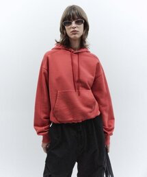 スノーウォッシュドクロップフードパーカー WASHED RED