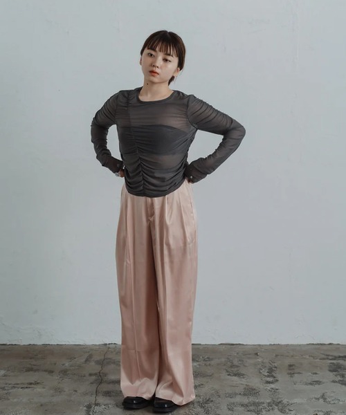 merrylatte(メリーラテ)の「satin tuck pants(その他パンツ・レディース・アイボリー/ピンク・FREE)」の16枚目の写真