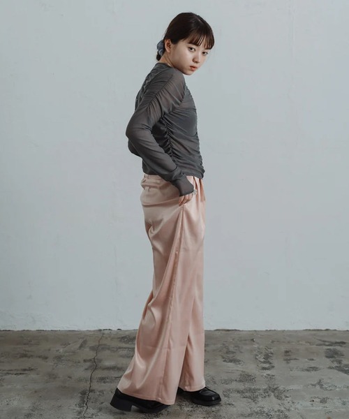 merrylatte(メリーラテ)の「satin tuck pants(その他パンツ・レディース・アイボリー/ピンク・FREE)」の17枚目の写真
