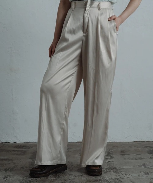 merrylatte(メリーラテ)の「satin tuck pants(その他パンツ・レディース・アイボリー/ピンク・FREE)」の7枚目の写真
