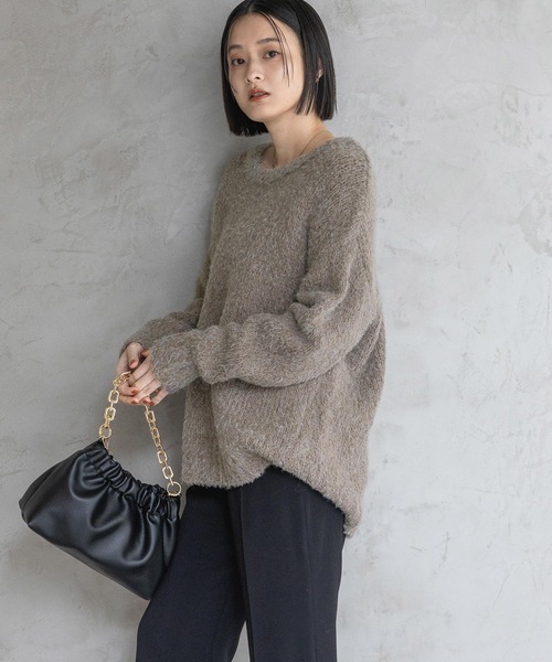 A part by(アパートバイ)の「フェザールーズニットプルオーバー(ニット/セーター・レディース・ライトグレー/ライトグリーン/チャコールグレー・FREE)」の2枚目の写真