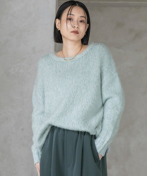 A part by(アパートバイ)の「フェザールーズニットプルオーバー(ニット/セーター・レディース・ライトグレー/ライトグリーン/チャコールグレー・FREE)」の3枚目の写真