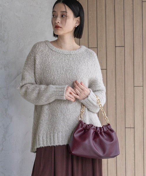 A part by(アパートバイ)の「フェザールーズニットプルオーバー(ニット/セーター・レディース・ライトグレー/ライトグリーン/チャコールグレー・FREE)」の1枚目の写真