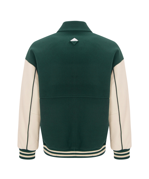 UNGIMMICK(アンジミック)の「LEATHER SLEEVE STADIUM JACKET (GREEN/IVORY)(スタジャン・メンズ・その他・MEDIUM/LARGE)」の2枚目の写真