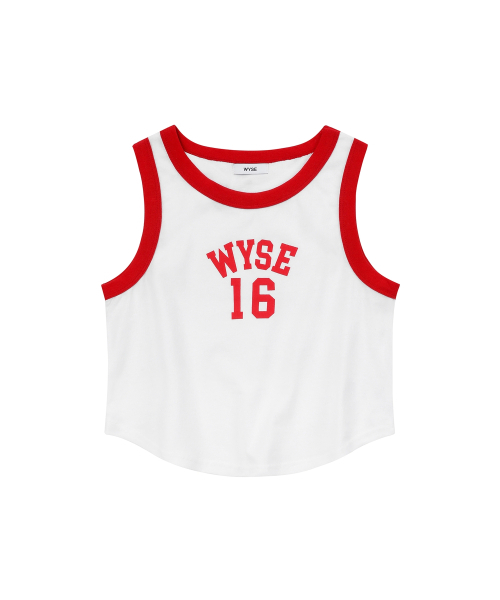 WYSE(ワイズ)の「シックスティーンコンビクロップノースリーブTシャツ(ホワイト)(Tシャツ/カットソー・レディース・その他・FREE)」の1枚目の写真