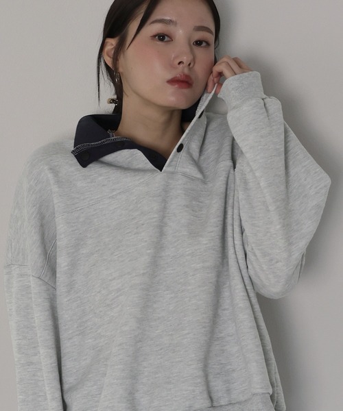 J by blue(ジェイバイブルー)の「裏起毛バイカラースウェット(スウェット・レディース・グレー/アイボリー/ネイビー・MEDIUM)」の22枚目の写真