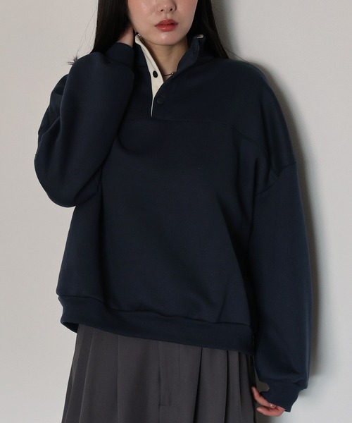 J by blue(ジェイバイブルー)の「裏起毛バイカラースウェット(スウェット・レディース・グレー/アイボリー/ネイビー・MEDIUM)」の18枚目の写真
