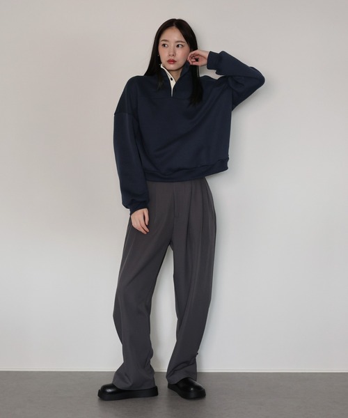 J by blue(ジェイバイブルー)の「裏起毛バイカラースウェット(スウェット・レディース・グレー/アイボリー/ネイビー・MEDIUM)」の16枚目の写真