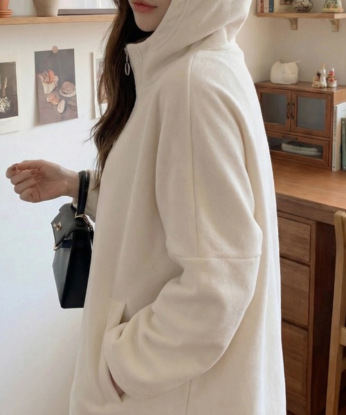 cammie(キャミー)の「ハーフジップトップス(パーカー・レディース・アイボリー/グレー・M/L)」の9枚目の写真